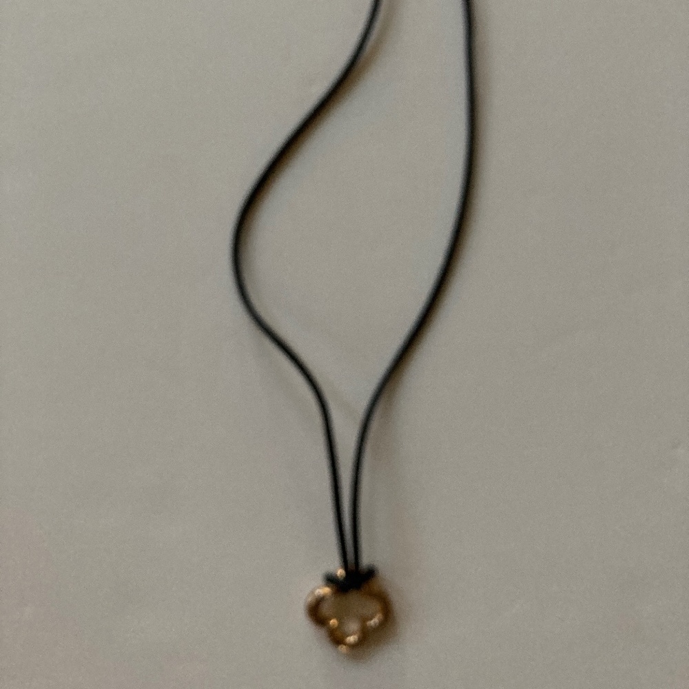 Heidi Klum Sterling & 18K Clad Clover Necklace/20" Black Cord/NEW!!!